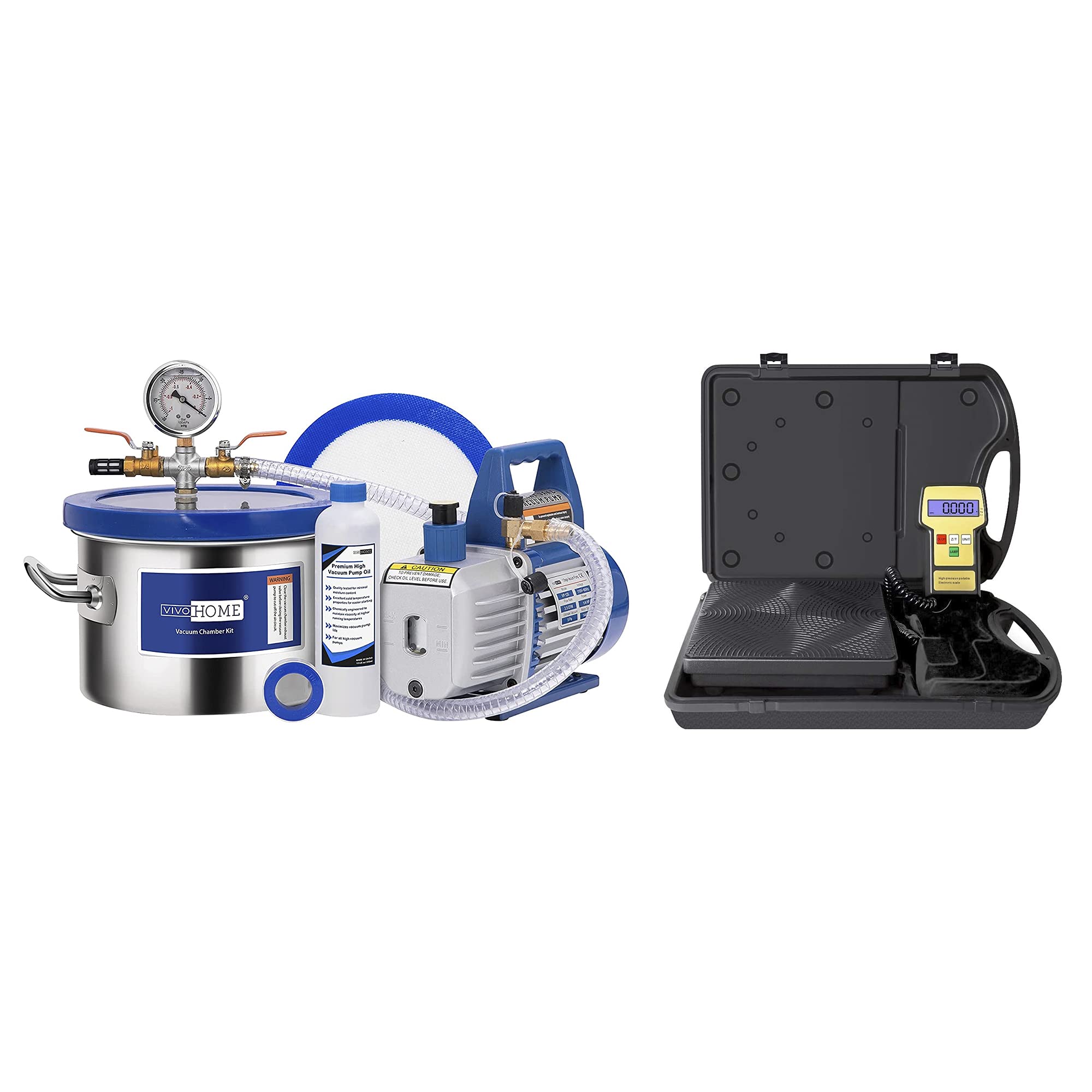 VIVOHOME 1.5 Gallon Vacuum Chamber Pump with High Precision Electronic Digital Refrigerant Charging Weight