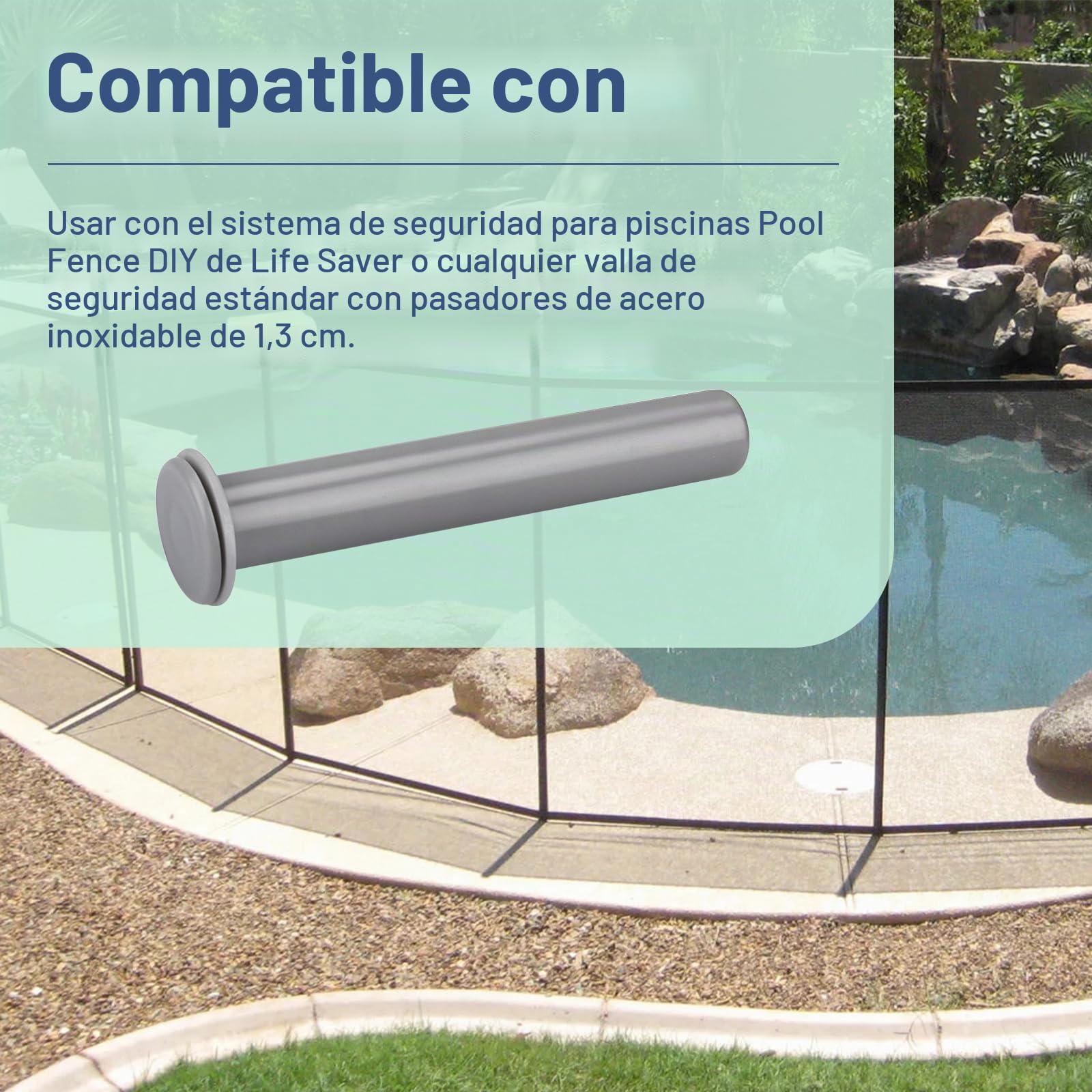 Juego de 10 fundas grises y tapas para valla de piscina, postes de valla de seguridad, valla de piscina salvavidas 178-G5, bricolaje, diámetro de base de 5/8 pulgadas y 4 pulgadas de altura,