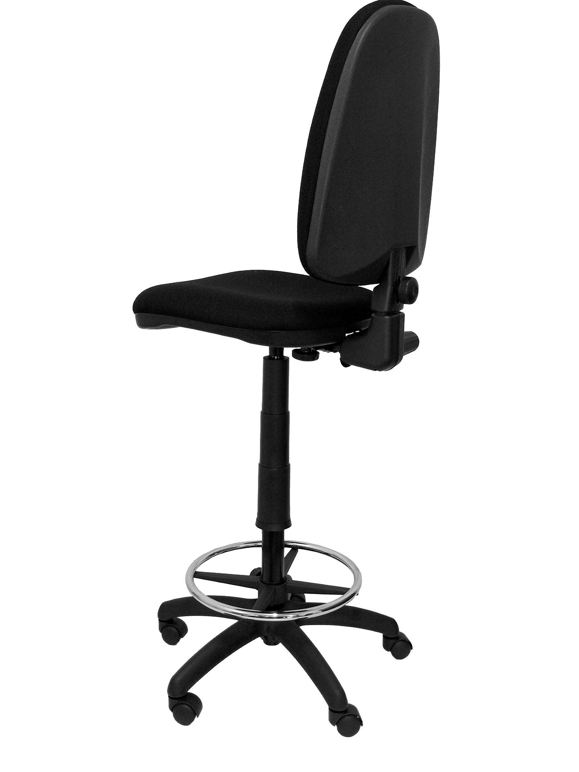 Piqueras y Crespo T04CP Sgabello ergonomico, altezza regolabile e anello poggiapiedi nero