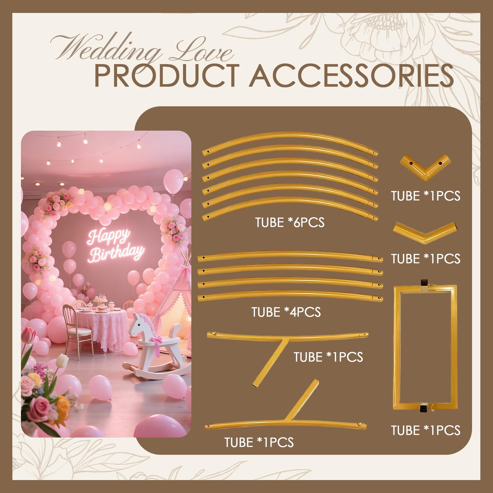 2M Herz Hochzeitsbogen, Metall-Ballonbogen, Loving Heart Balloon Arch Metall Arch Stand, Hochzeit Blumen Herzförmiges Kreis Rahmen Hoop Ständer Ballonbogen Set für Partys, Hochzeiten, Geburtstage