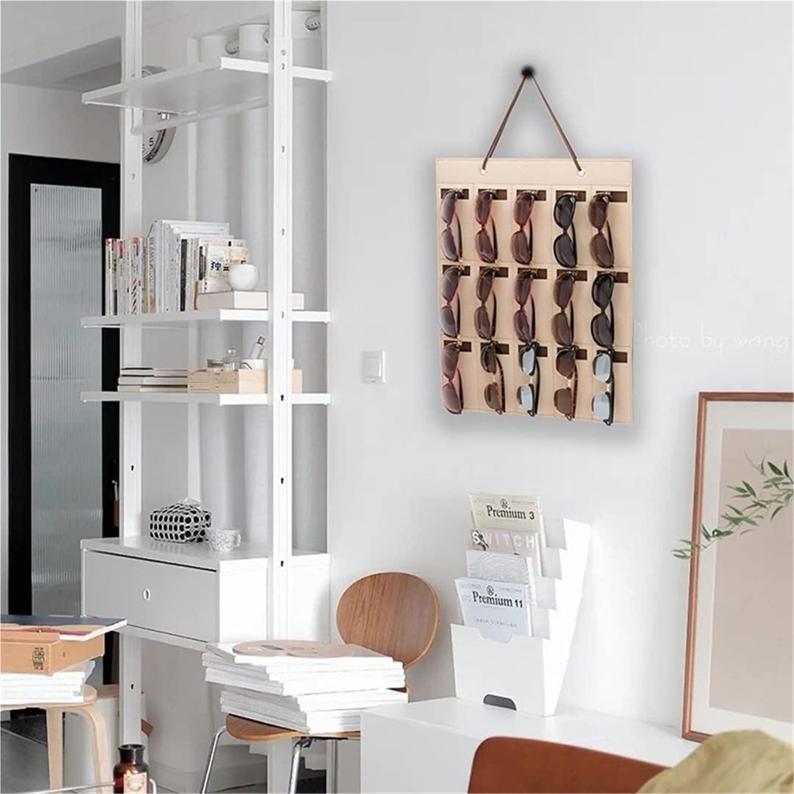 Porta Occhiali per Casa Espositore for Occhiali da Parete con 15 Scomparti for Riporre Gli Occhiali da Vista Organizer Occhiali da Sole(Beige)