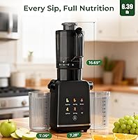 Vista 9 de Cold Press Juicer Machine, 4.4" Large Feed Chute, Slow Masticating Juicer for Whole Fruits & Vegetables, Easy to Clean & Assemble, Dishwasher Safe