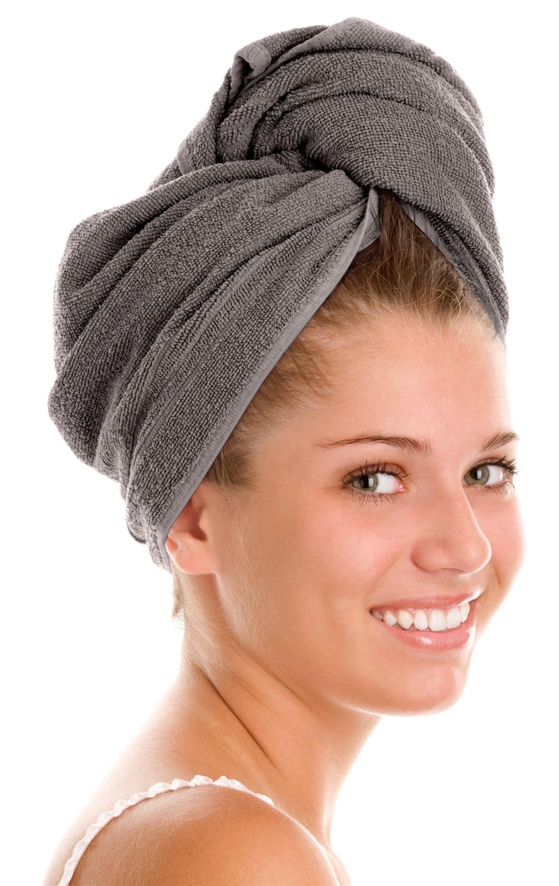 Adore Home 1 Pack 100% Cotton Hair Turban Towel, Slate