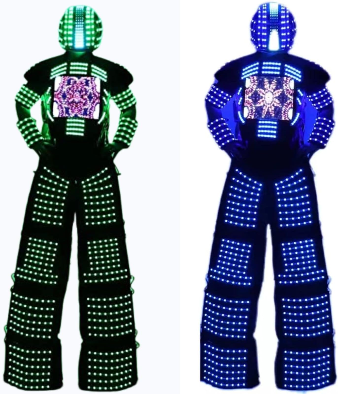 Earthradius Led Robot Stilts Performer Dancer Party Costume, Light Up Cosplay Helmet Outfit DJ Adult Nightclub Show…