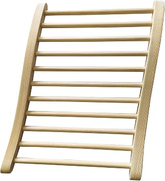 Sauna Backrest Natural Canadian Hemlock Wooden Backrest Slip-Resistant Non-Toxic Comfortable S-Shape Design Sauna Chair with Back Sauna Accessories 20.47 * 13inch