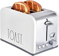 Vista 13 de Rae Dunn Tostadora, tostadora cuadrada de 2 rebanadas de acero inoxidable, ranura ancha con 5 niveles de bronceado, con opciones de bagel, Azul bebé