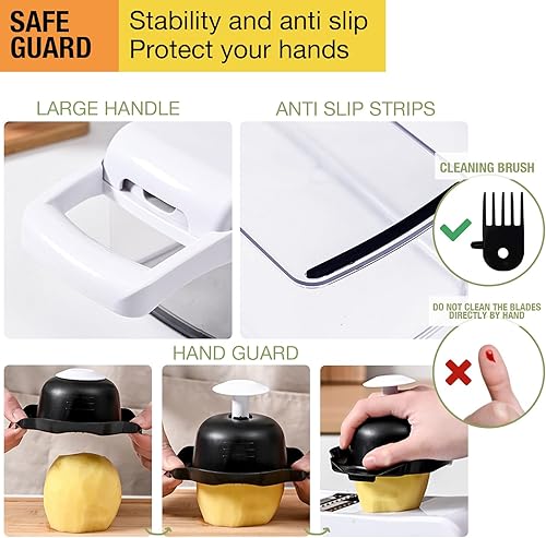 Miniatura 5 de Picador de verduras, 22 en 1 cortador de verduras y picador de alimentos con recipiente, rebanador de cebolla para tomate, papa, sin BPA y apto para