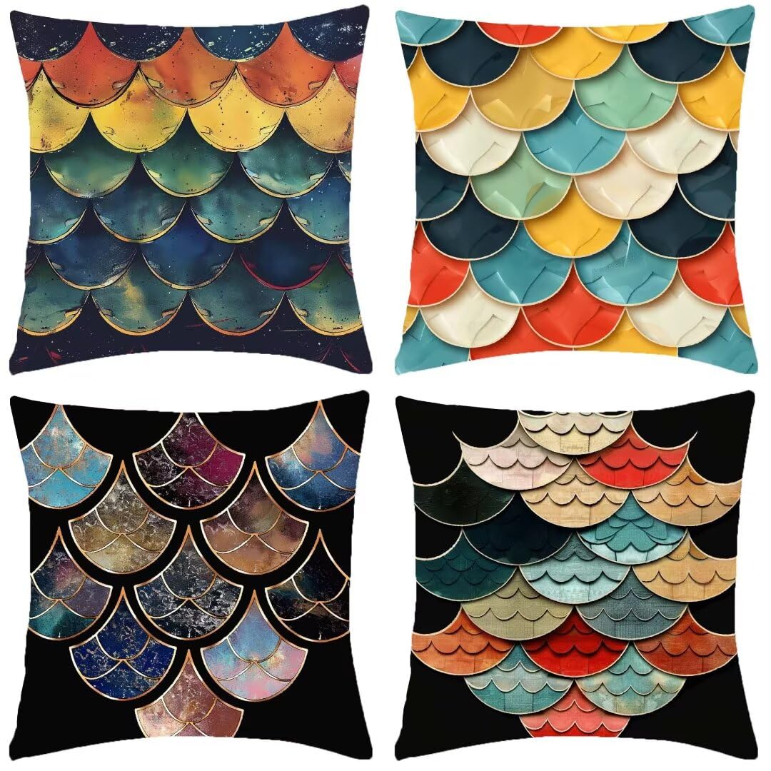Fundas Cojines 65x65cm Juego de 4 Fundas de CojíN de Lino Shape Funda Cojines de Sofá, Fundas de Cojines Funda de Almohada Cuadrado Decorativa Cojín de Sofá para SofáS, Camas, Sillas, Jardín, Coch