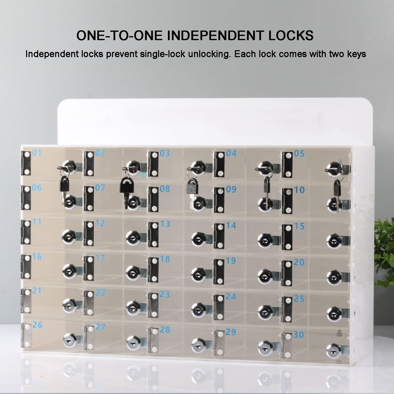 Armadietto a Muro per cellulari con 6 Scomparti in Acrilico con Serratura e Chiave, Ideale per aule, uffici e scuole: Una Soluzione sicura per la Custodia di dispositivi elettronici per Stud