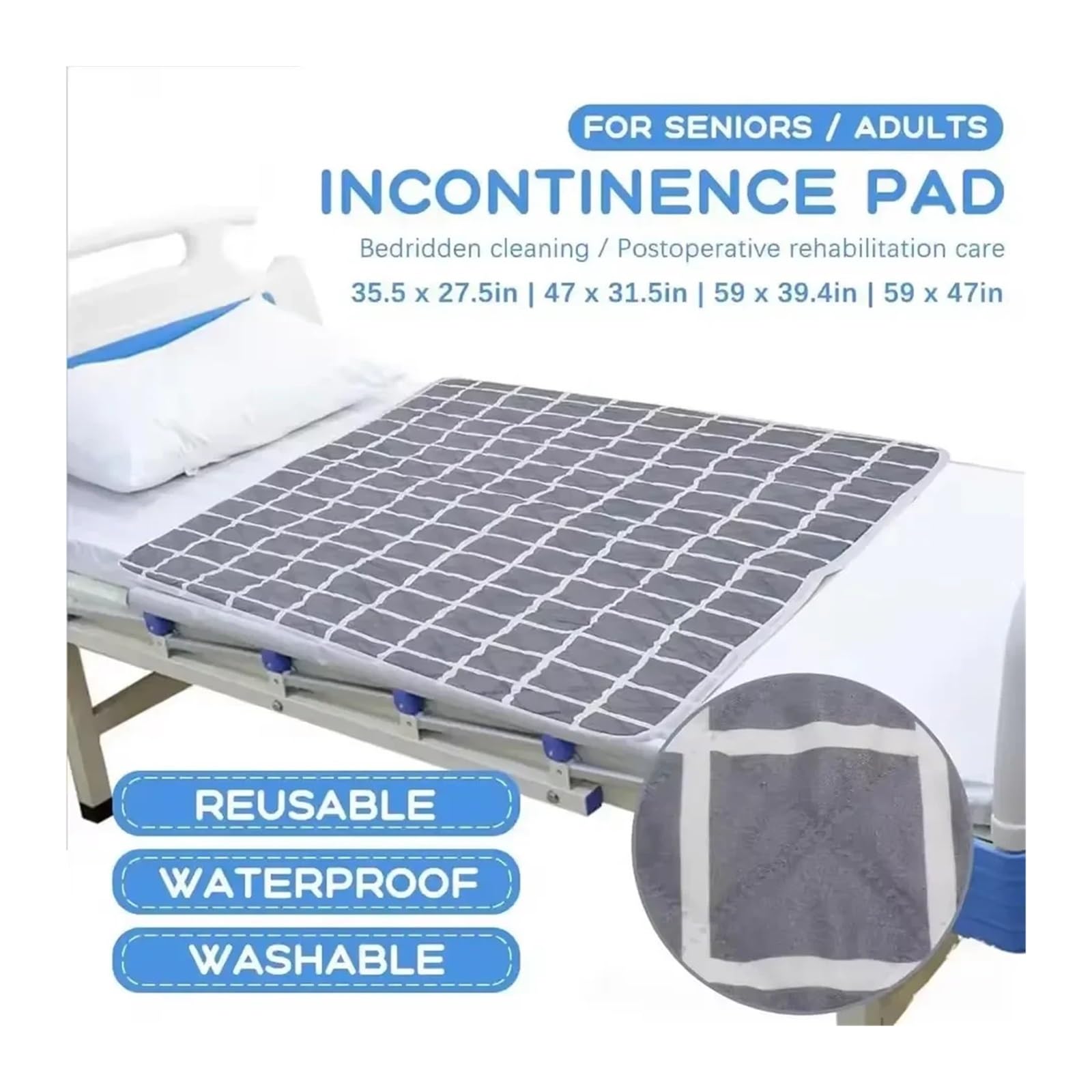 2 stücke Waschbar Inkontinenz Bett Pad Wiederverwendbare Wickelauflage Blatt Urin Matte Windel Matratzenschoner wasserdichte Abdeckung Erwachsene Für Erwachsene Kinder(Color1,120cmx150cm)
