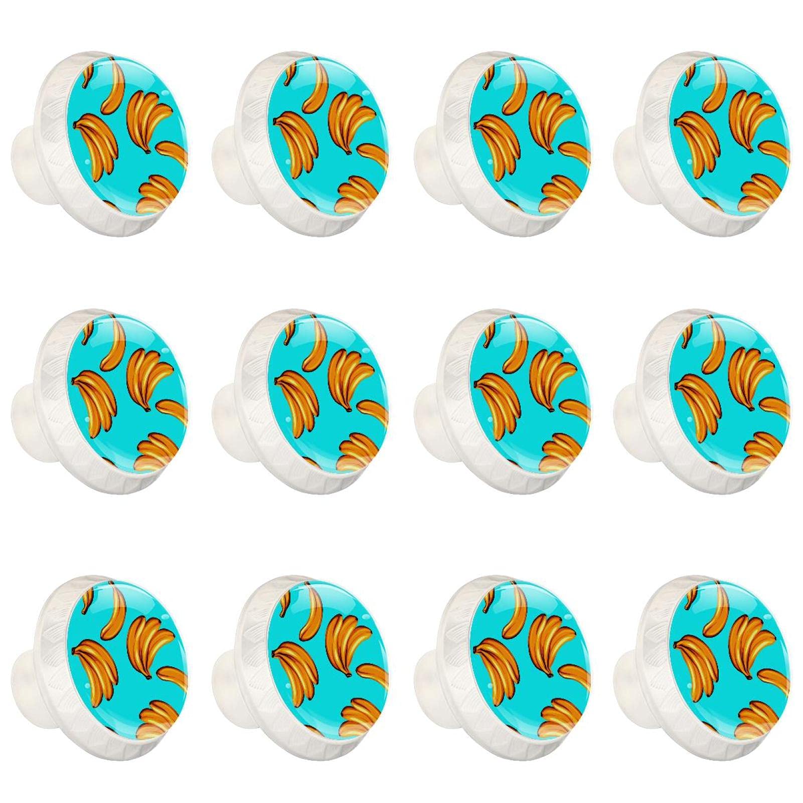 Boutons d'armoires de cuisine ronds poignée tiroir placard commode motif banane bleue