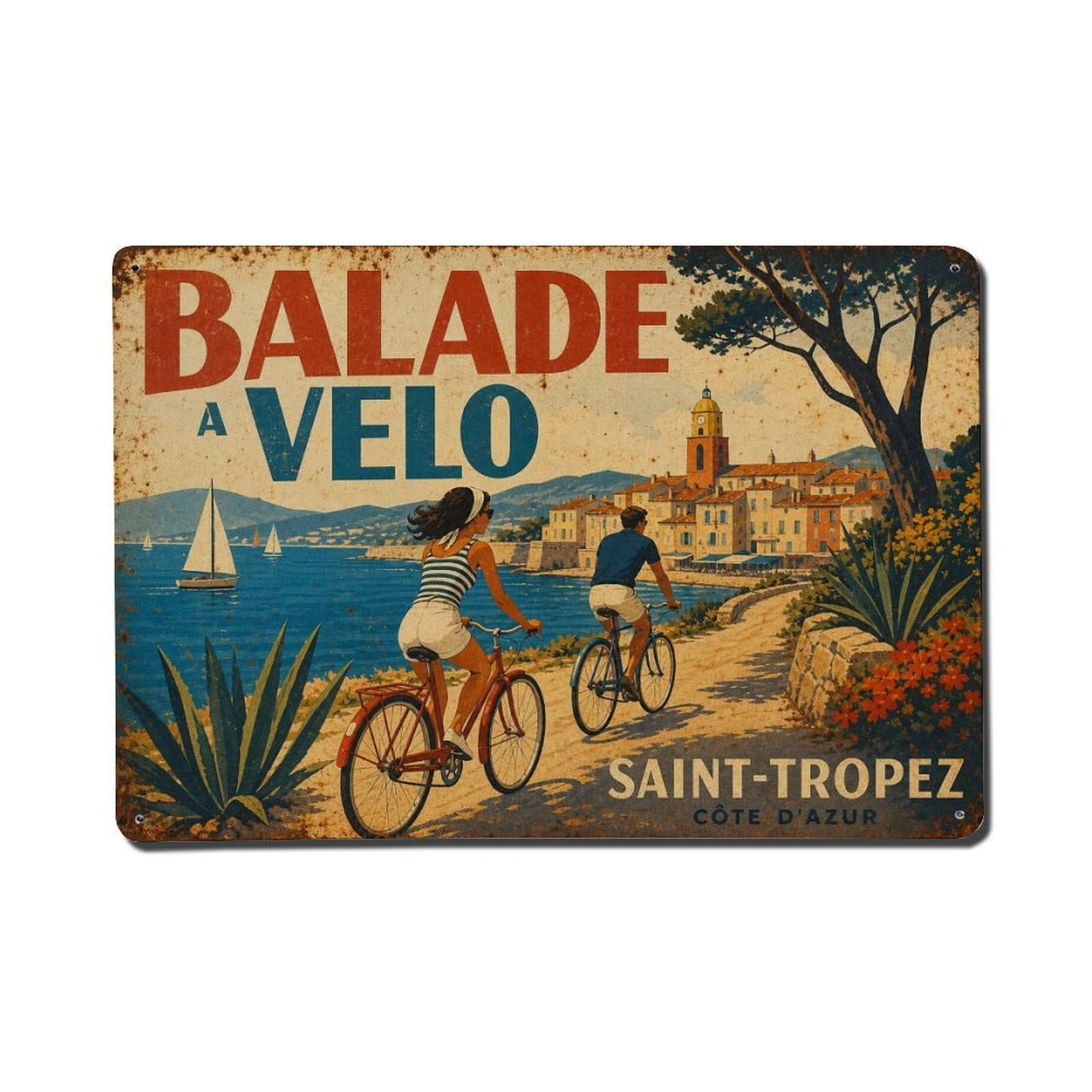 Fyrn Style Metal Tin Sign Vintage Travel Bicycle Ride France Cycling Coastal Path
