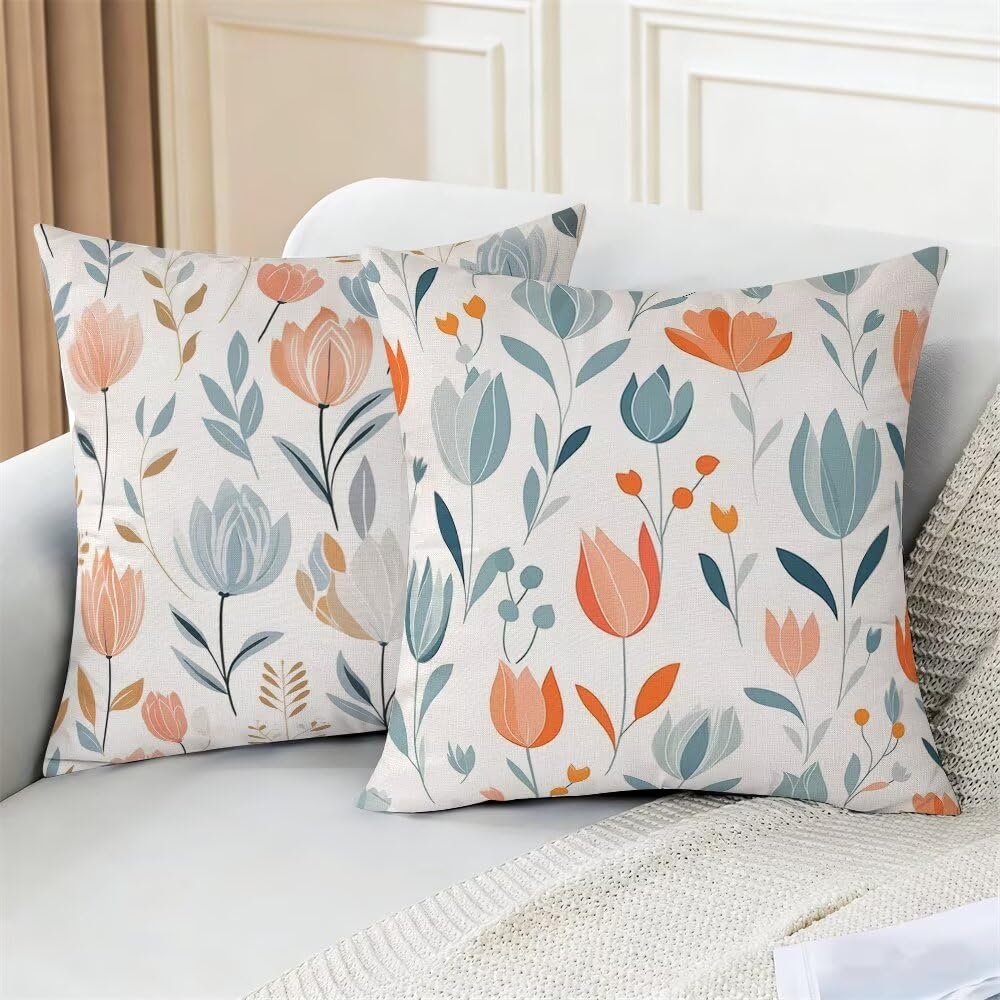 Federe Cuscini da Esterno Impermeabili 65x65 Primavera Copri Cuscini per Divano Fiore Federa Cuscino Pastorale Decorativi Copricuscini per Divano Giardino Soggiorno Copricuscino Set di 2 (IU163)