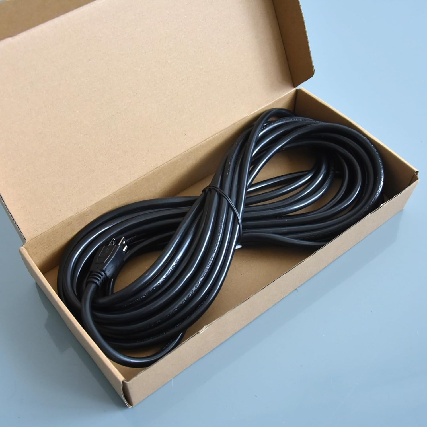 30ft 14 Gauge 3 Prong Heavy Duty Replacement Power Supply Cord Cable 110V 115V 120V Pigtail, Open Wiring End, NEMA 5-15 Plug US SJTW 14AWG (14/3), Black