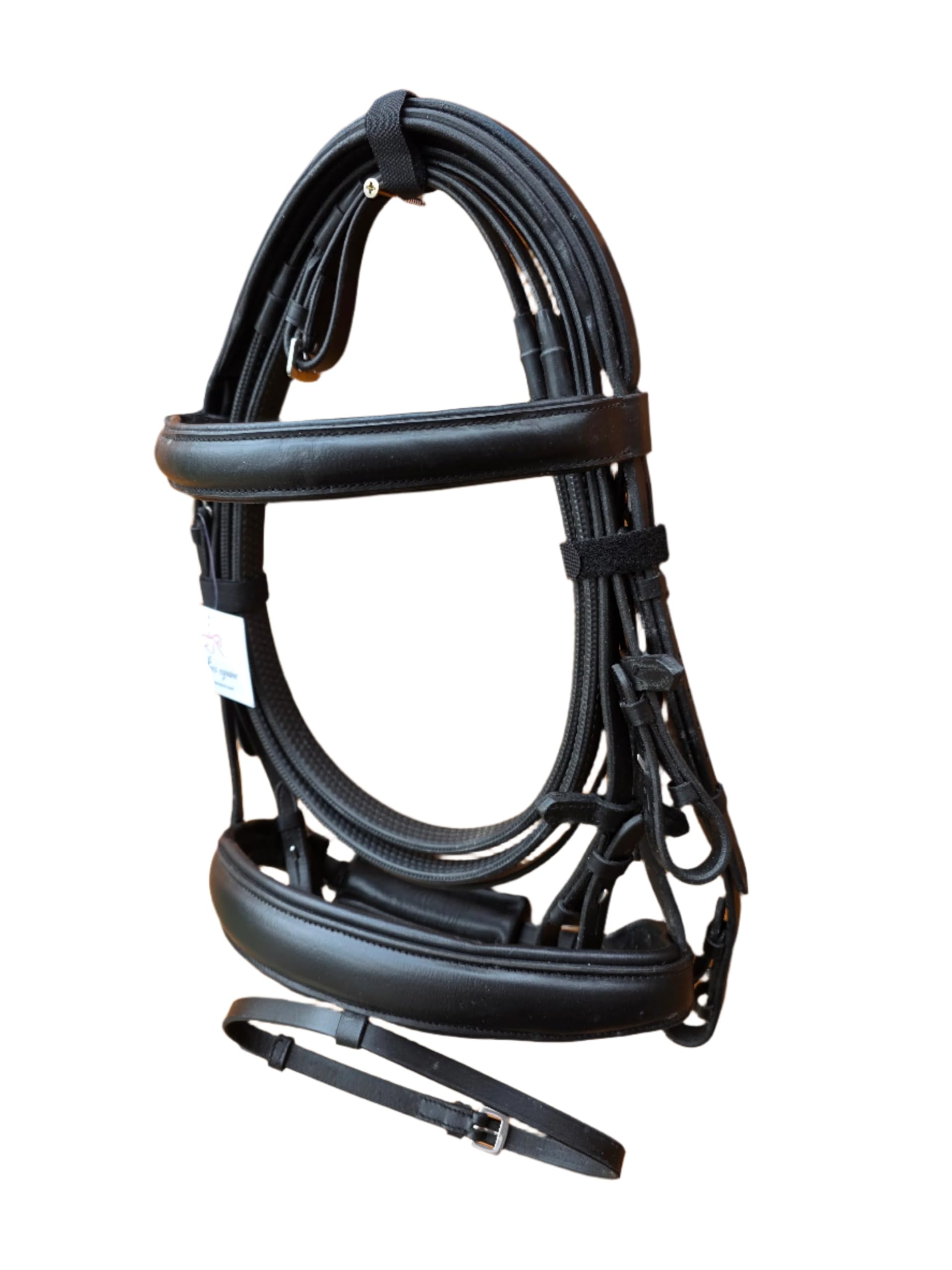 Europa Comfort Black Horse Bridle Padded 1Inch Browband And 1.5 Inch Noseband with Leather Rubber Reins Premium Quality Leather (Extra-Full)