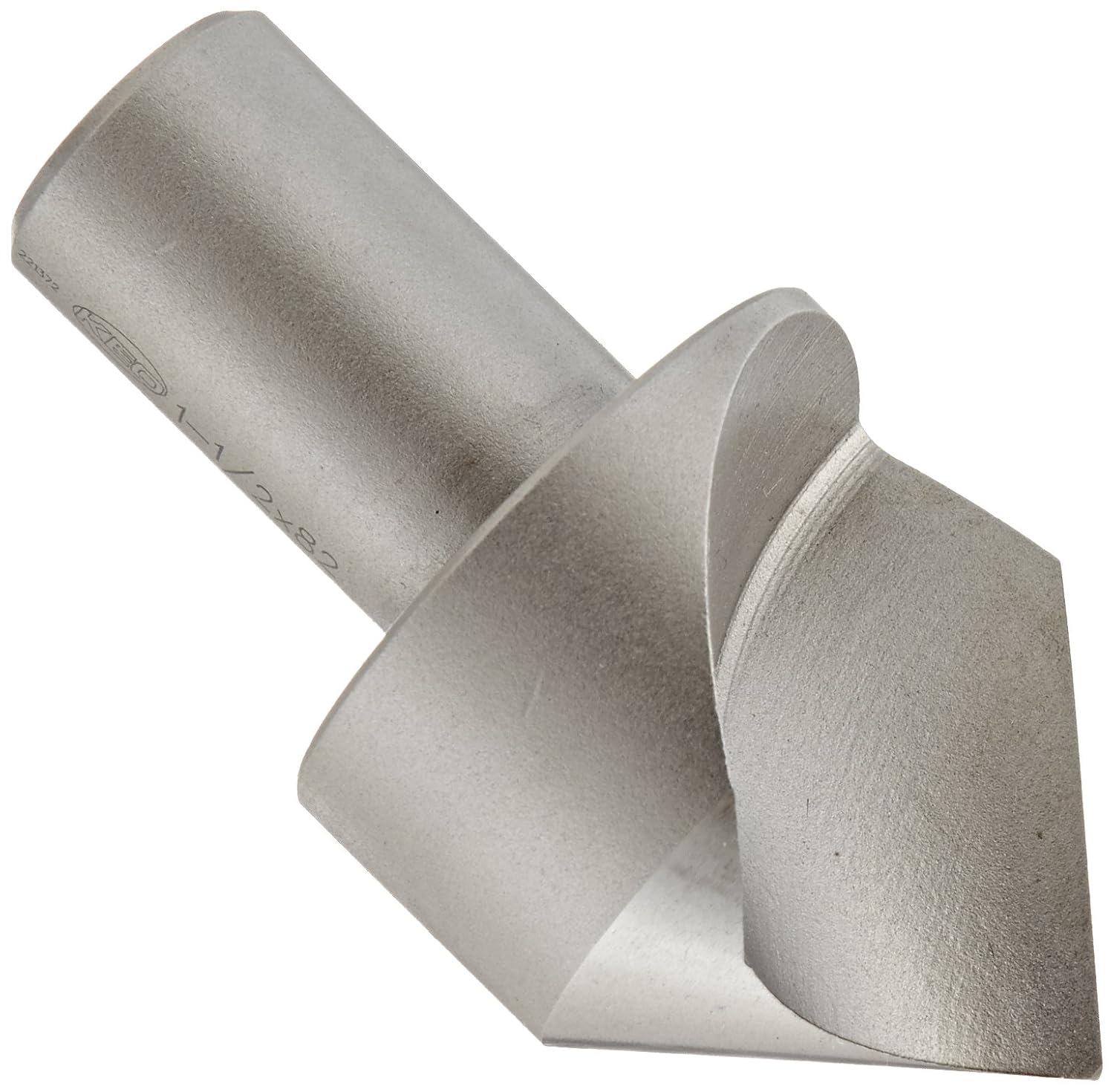 KEO 53228 High-Speed Steel Single-End Countersink, Uncoated (Bright) Finish, Single Flute, 82 Degree Point Angle, Round Shank, 3/4" Shank Diameter, 1-1/2" Body Diameter