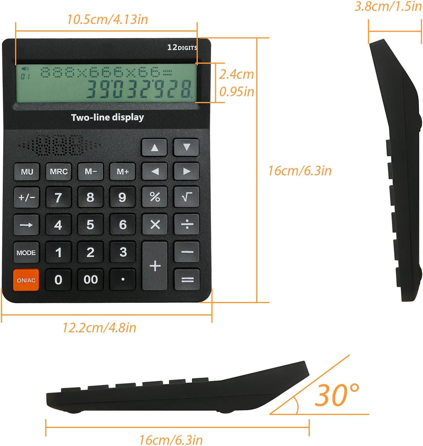 Talking Desk Calculator for Blind & Visually Impaired - Basic Desktop Model with Large Buttons, 2-Line Display, 4 Functions - Ideal for Weak Sight & Vision Disorders