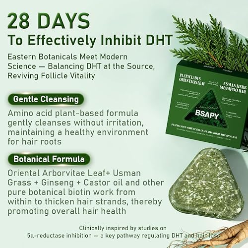 Miniatura 2 de Barra de champú antipérdida de cabello  Bloqueador de DHT con polígono, ginseng y árbol de té, fortalece las raíces, reduce la caída del cabello,