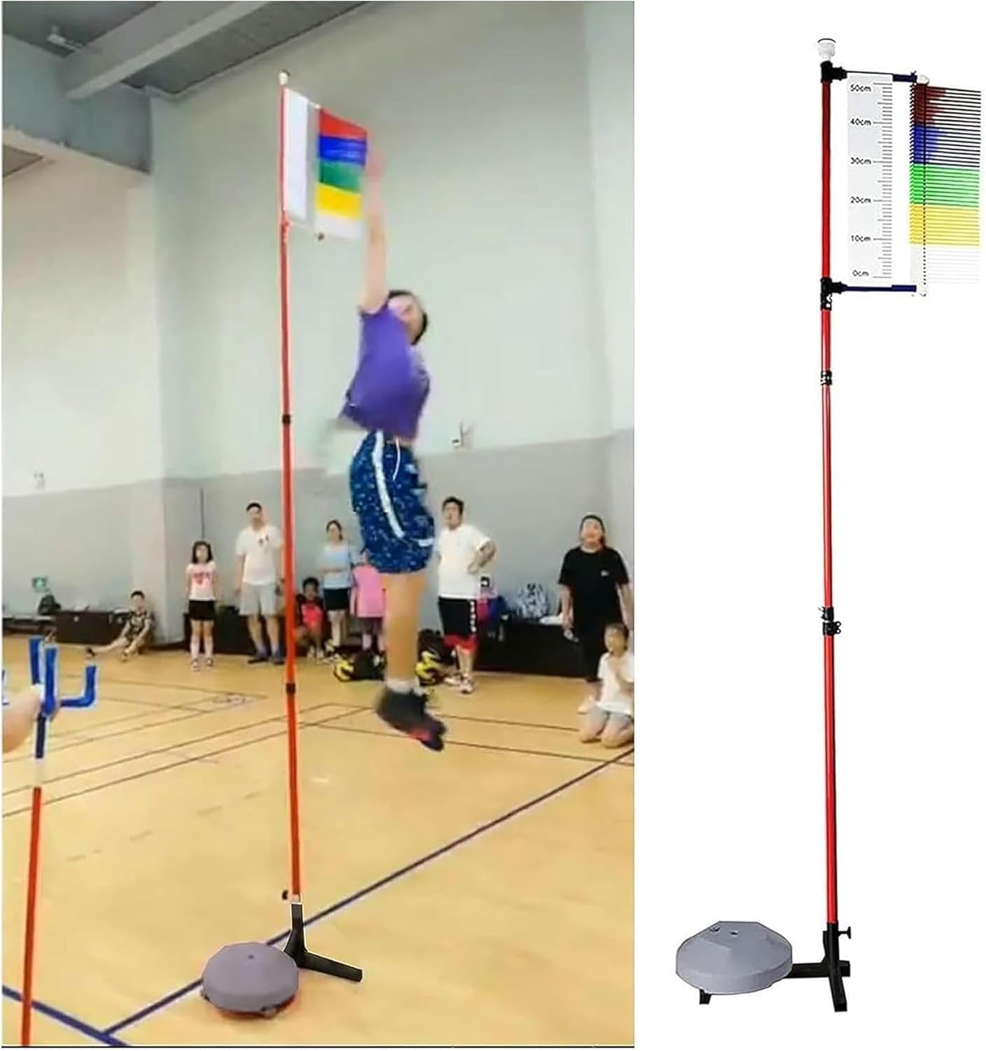Vertical Jump Measurement Tool School Gym Vertical Jump Trainer Training Metal Jump Measurement Tool with Colorful Vane