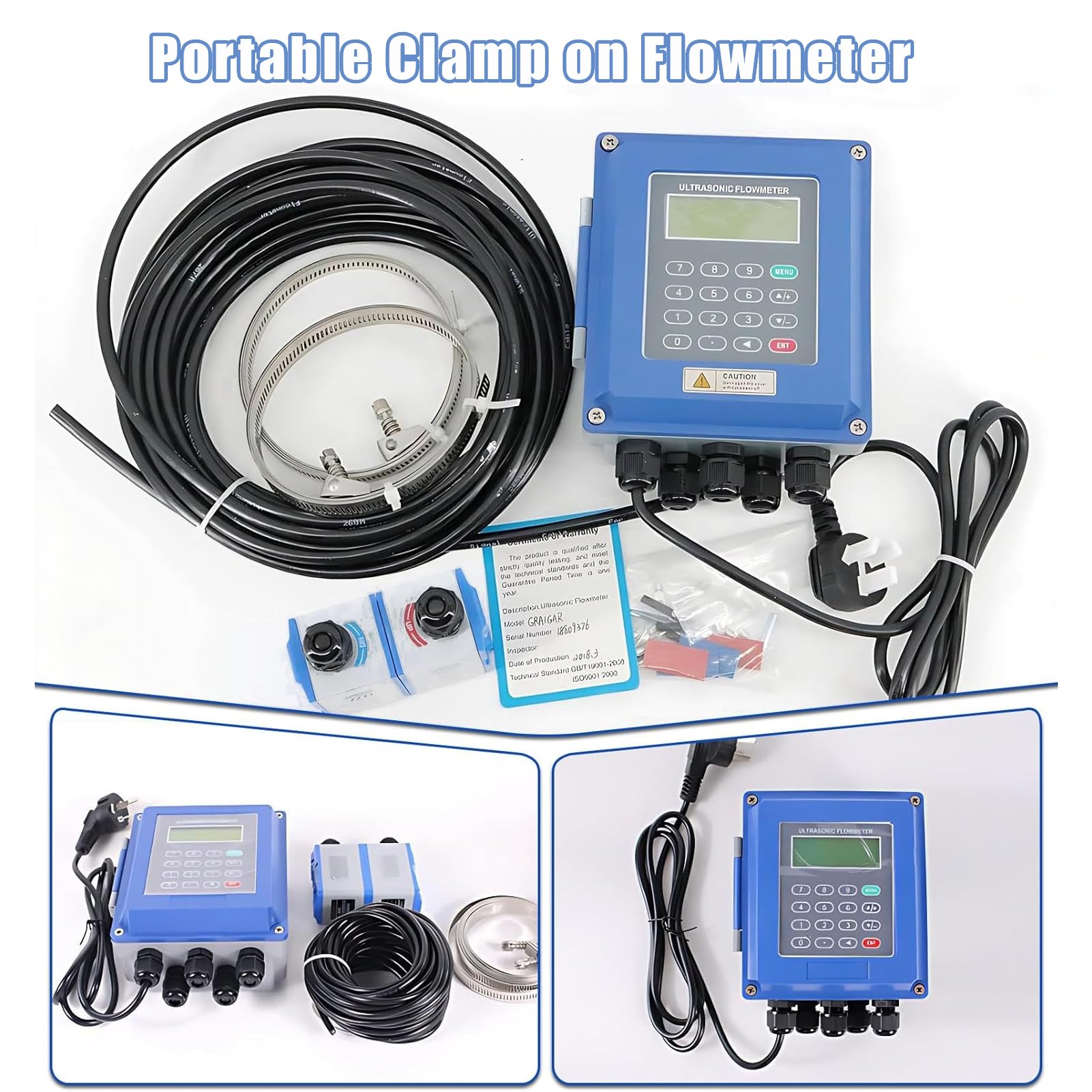 CaudalíMetro PortáTil De Abrazadera, CaudalíMetro UltrasóNico Digital, CaudalíMetro UltrasóNico Digital De Montaje En Pared, con TM-1, TS-2 Y TL-1 para Agua, Agua De Mar, Aguas Residuales