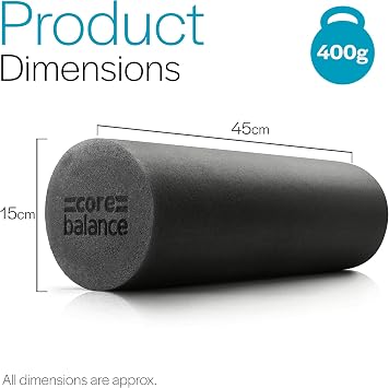 Core Balance Smooth Foam Roller, 45cm, Black
