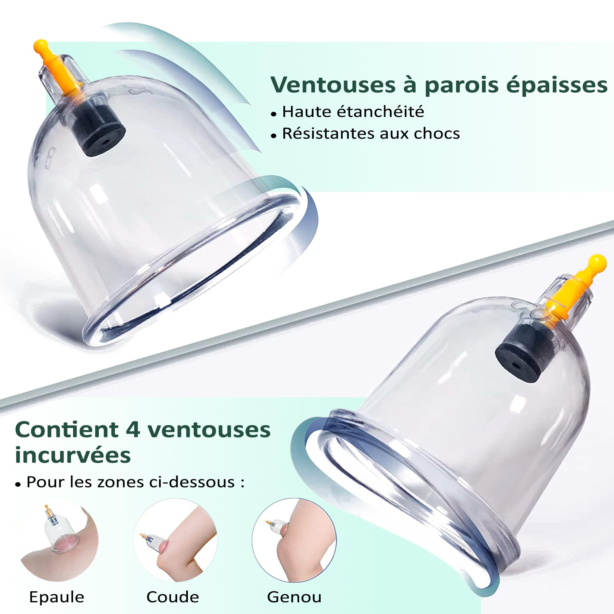 Uplife Kit de 24 Ventouses Thérapeutiques -Instructions en Français- Ventouses Chinoises et Kiné pour Massage Anti Cellulite et Cupping - Ventouses Dos et Kinesithérapie - Kit Hijama Professionnel