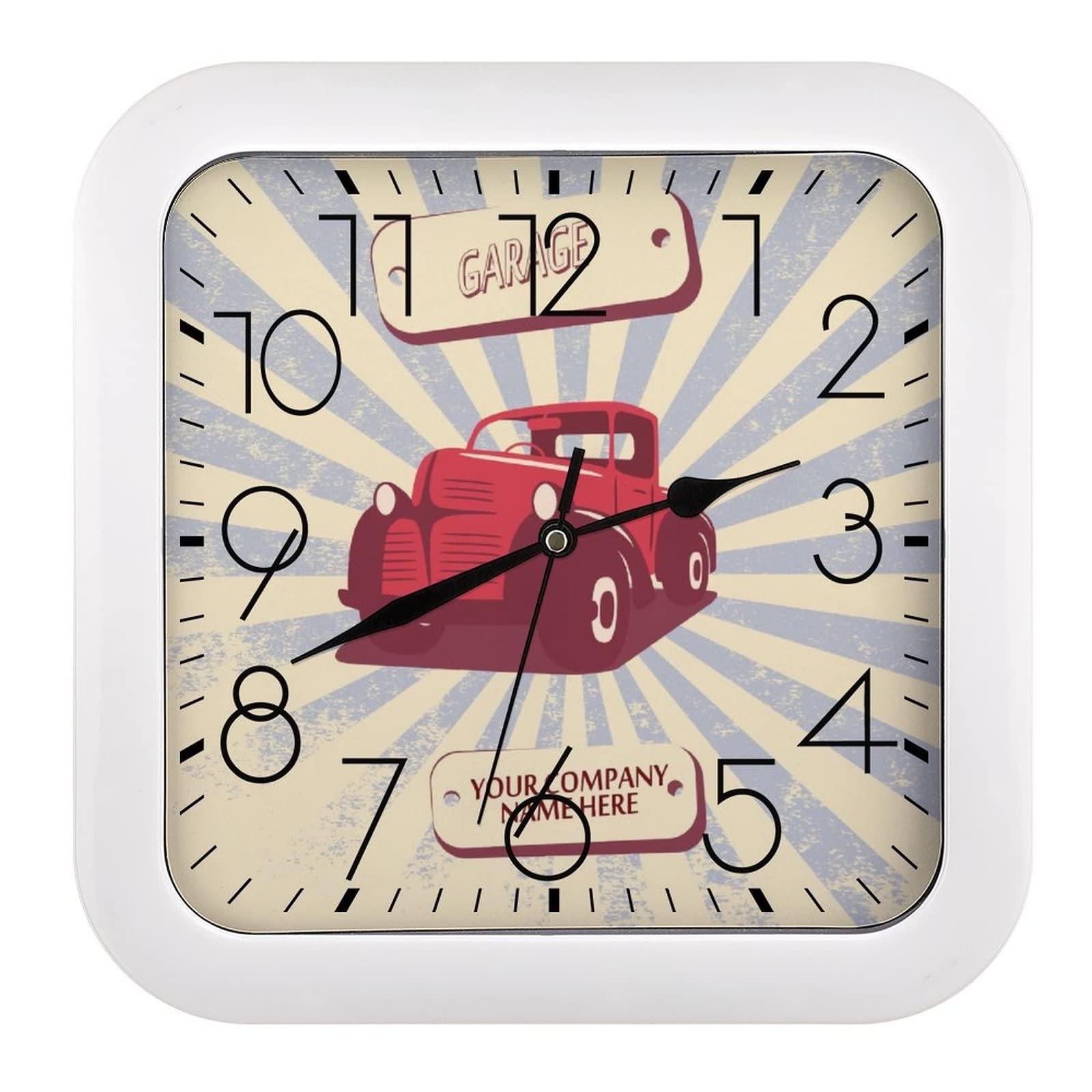 Horloge de Salon Vintage Voiture Carrée 26cm aux Finitions Soignées
