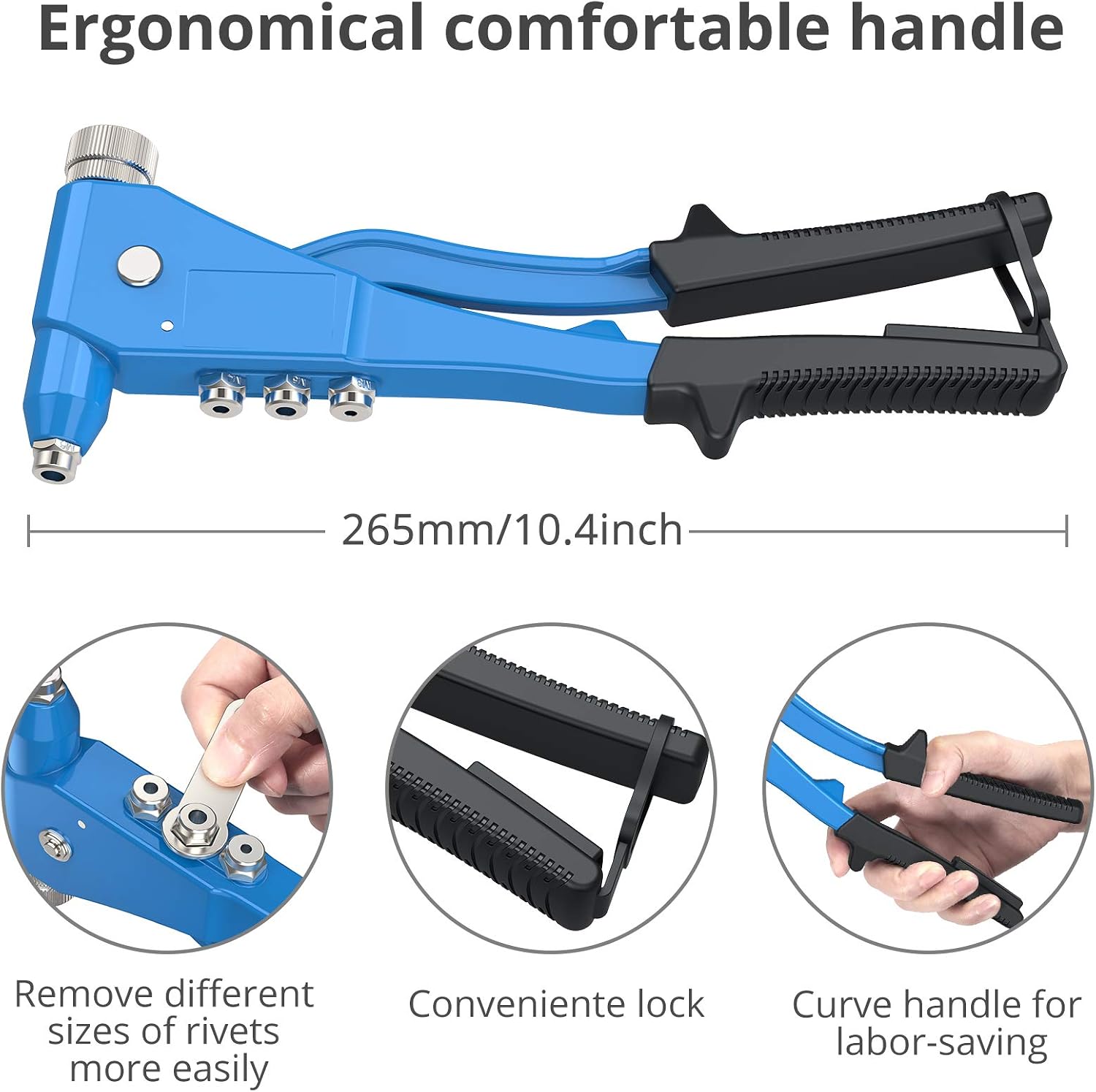 eSynic 13 Inch Rivnut Tool Kit Heavy-Duty Rivet Nut Gun Set Alloy Steel Hand Nut Riveter with 7 Mandrels & 110Pcs Threaded RIV Nuts-M3 M4 M5 M6 M8 M10 M12 and Carrying Case for Metalwork Auto Repair - Image 3