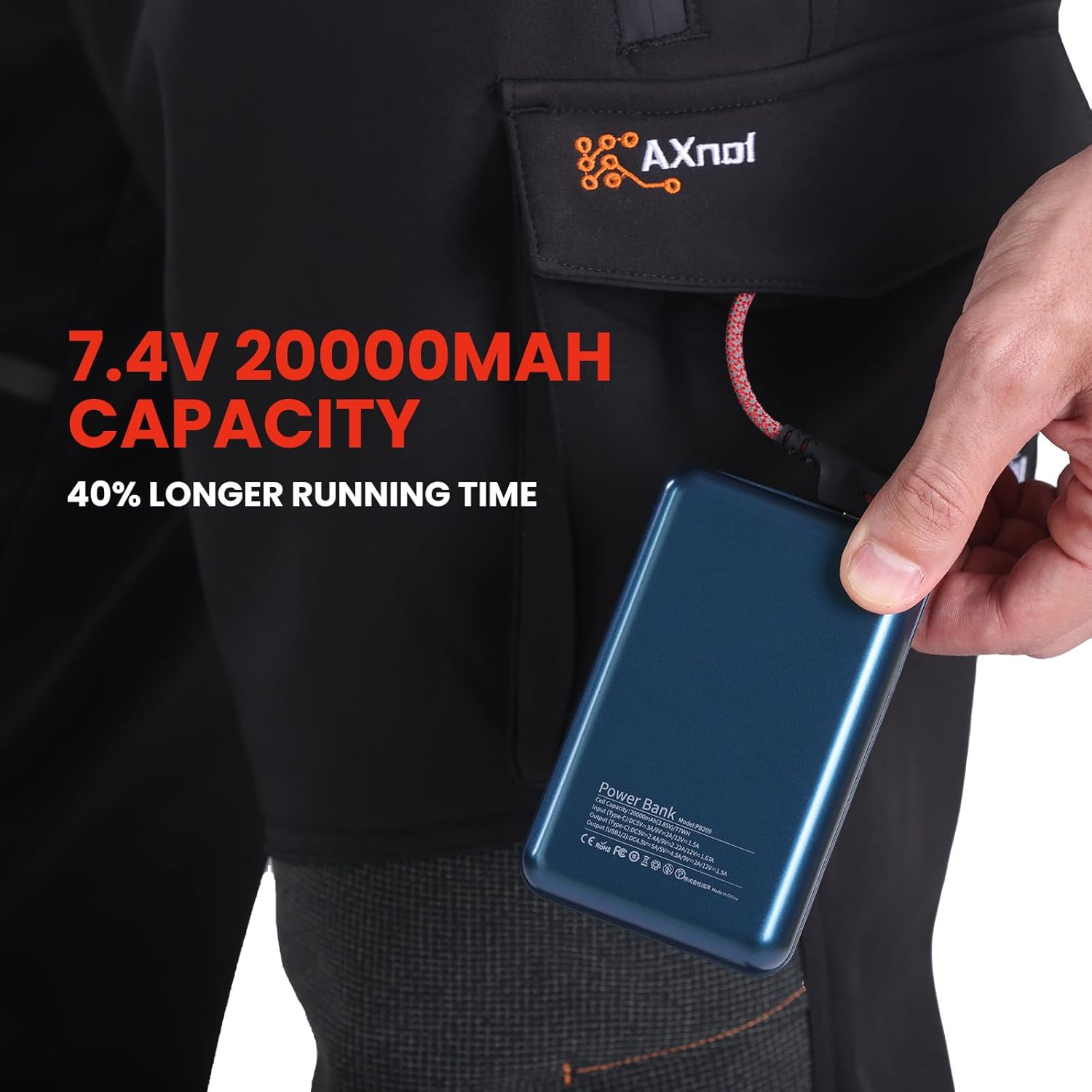 Heated Pants with 20000mAh Battery Pack Electric Heated Snow Hiking Pants Winter Softshell Outdoor Trousers - Image 4