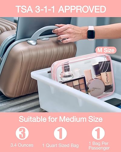 Miniatura 3 de BAGSMART - Bolsa de aseo aprobada por la TSA, organizador de cosméticos y maquillaje transparente, bolsa de viaje de tamaño de cuarto de galón