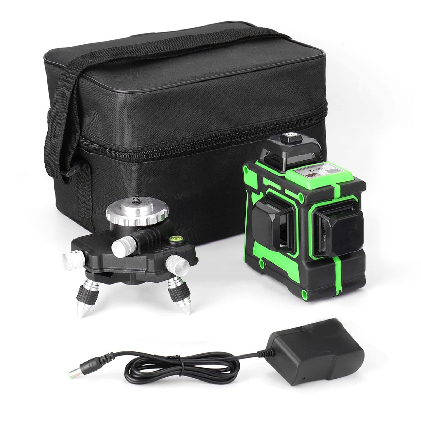 Livella Laser Autolivellante 12 Linee, Geevorks 3 X 360 °Livello Laser Autolivellante Verde, 1 x Batterie, Autolivellante, Supporto rotante, Telecomando, Base Magnetica