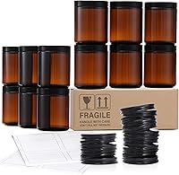 AOZITA 12 Pack 8oz Dark Amber Glass Candle Jars with Metal & Plastic Lids - Thick Food-Grade Storage for Candles, Spices, Liquids