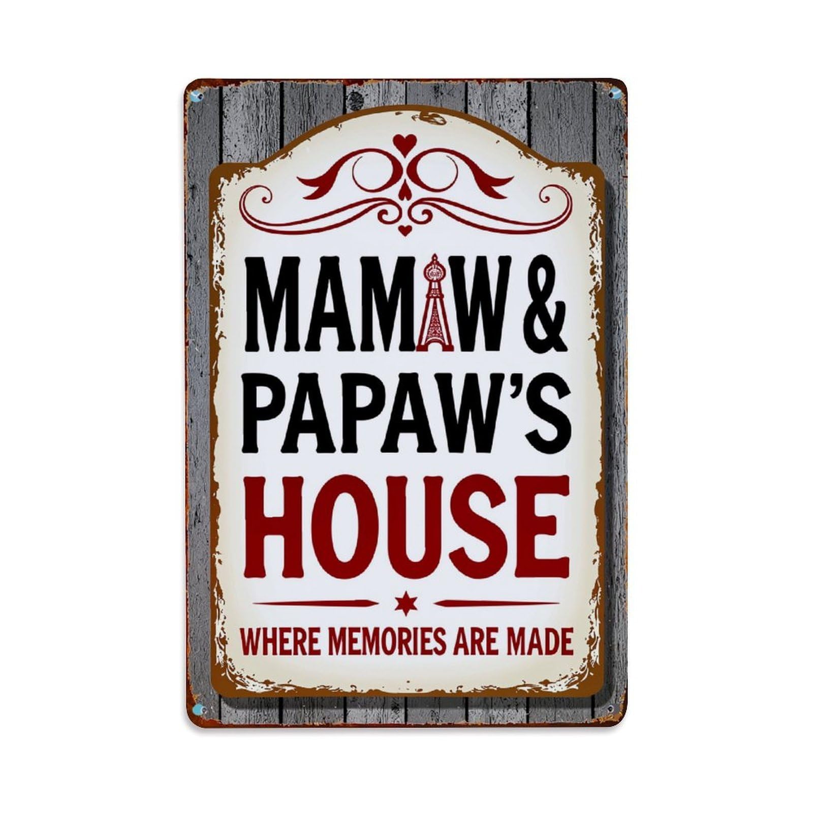 Mamaw And Papaws House Sign Retro Metal Tin Sign, Vintage Decor Art Poster for Bar, Home, Man Cave, Kitchen, Laundry Room Gift 8x12Inch