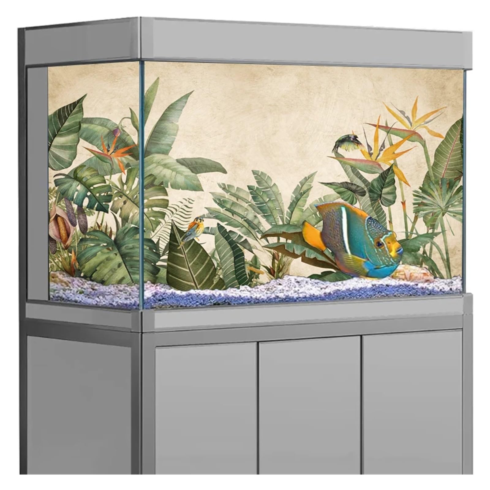 Fond D'aquarium Autocollant 3D for Aquarium, Motif Plantes, Papier Peint Autocollant for Aquarium(50x100cm)
