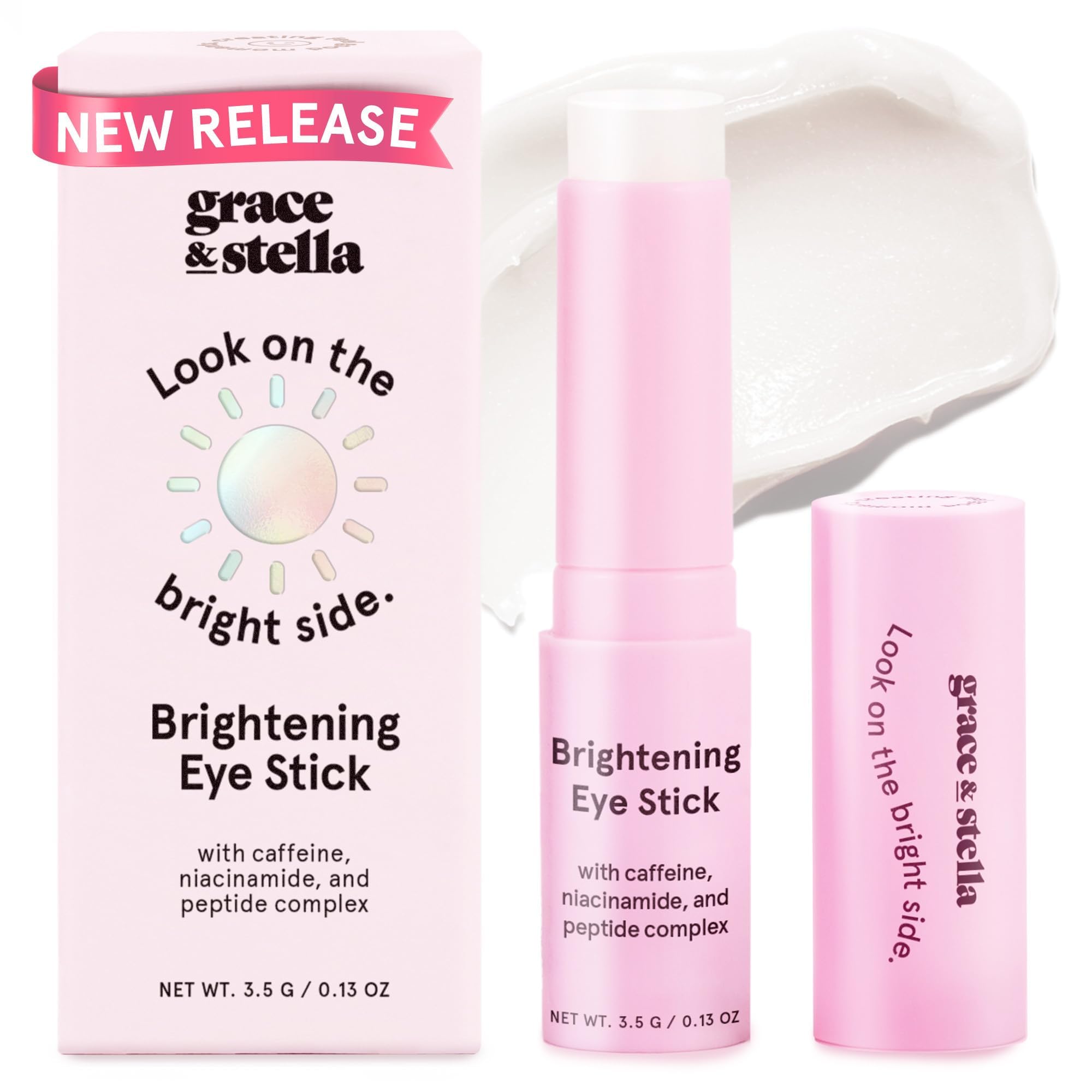 Grace & StellaUnder Eye Stick - Eye Balm (0.13 Oz) Caffeine Eye Stick for Dark Circles & Fine Lines, Firming Eye Balm Stick with Peptides & Niacinamide, Vegan & Cruelty-Free Under Eye Balm