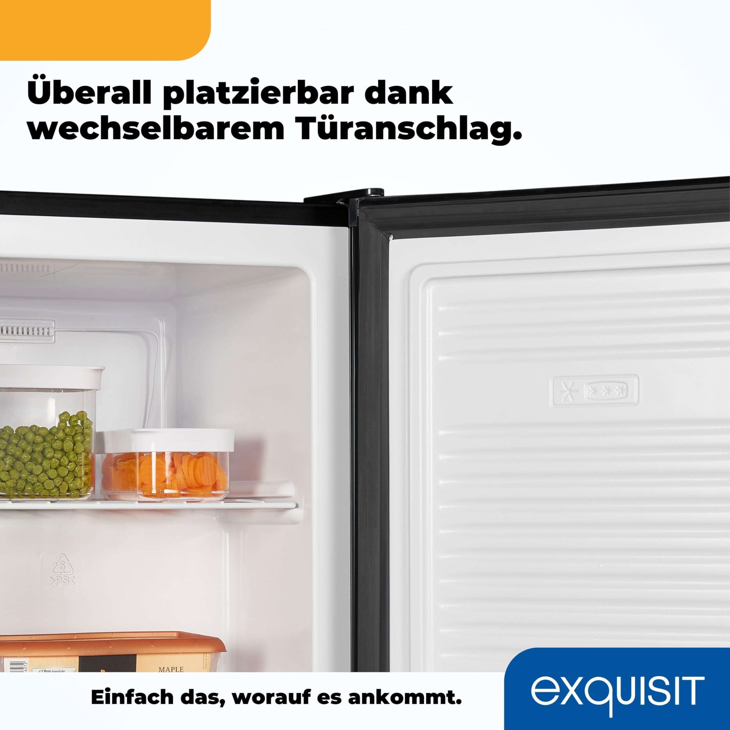 Exquisit Mini-Gefrierschrank GB05-040E - 33 l Gefrierbox in Schwarz | Kompakter Mini-Froster mit Gitterablage, -18 Grad Gefriertemperatur und wechselbarem Türanschlag für Büro oder Camping