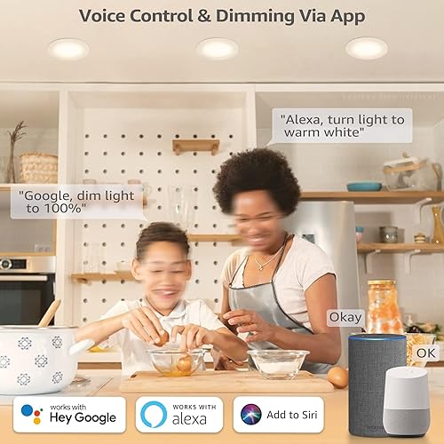 Miniatura 3 de TORCHSTAR Iluminación empotrable inteligente de 6 pulgadas con caja de conexión, Wi-Fi Bluetooth que cambia de color RGBCW, control de voz con Alexa