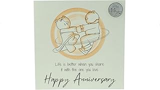 Cute 11th Wedding Anniversary Card, Dancing Bears â€“ Free Metal 11th Anniversary Love Token Gift (gc-annidancing11)