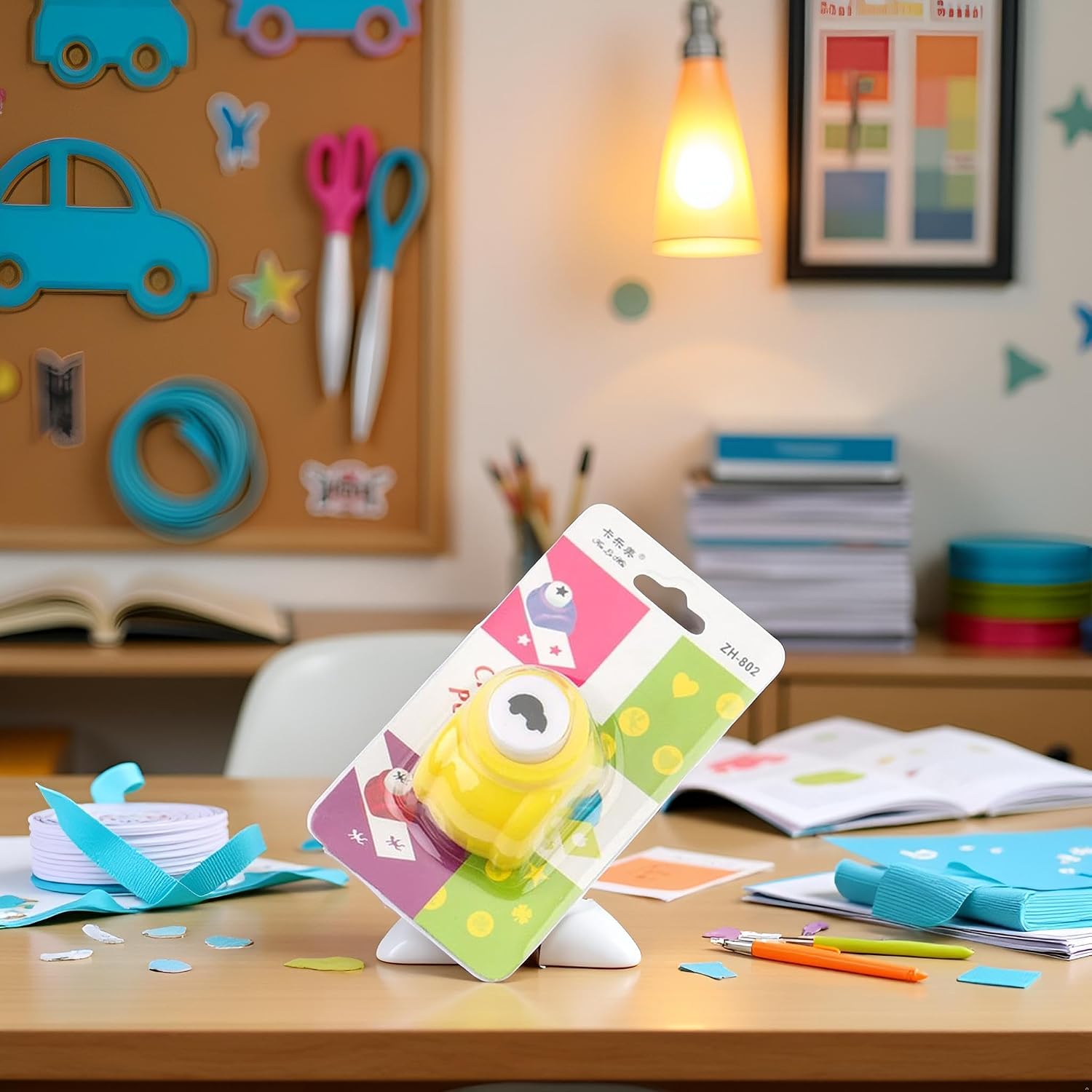 Yellow Cute Embossing Device Card Making Scrapbooking Craft Paper Shaper Hole Punch Car, Use Convenient Punch Kids Handmade Craft Gift Paper image 3