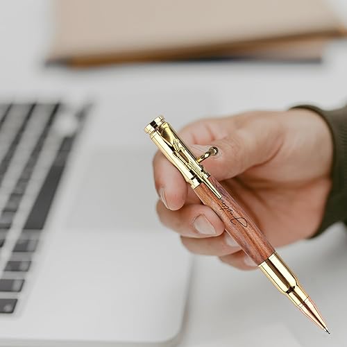 Miniatura 6 de Bolígrafo de acción de perno personalizado, bolígrafo de metal de madera grabada gratis con 2 repuestos, bolígrafo personalizado con nombre, regalo