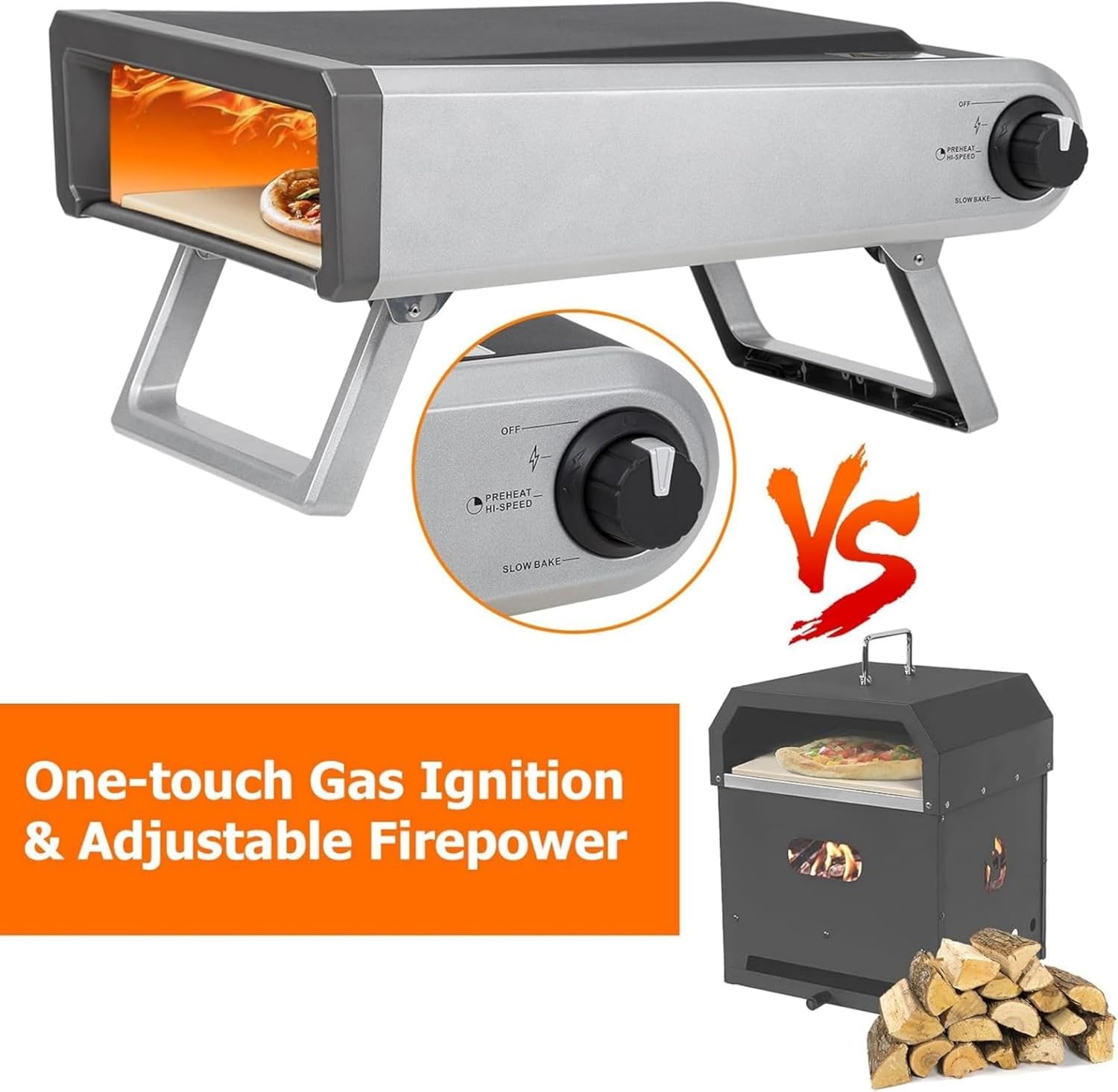 12 Inch Portable Outdoor Pizza Oven – Rapid Preheating & 1 Minute Bake, Premium Quality Gas Pizza Maker with Complete Accessories, Ideal for Backyard & Outdoor Gatherings