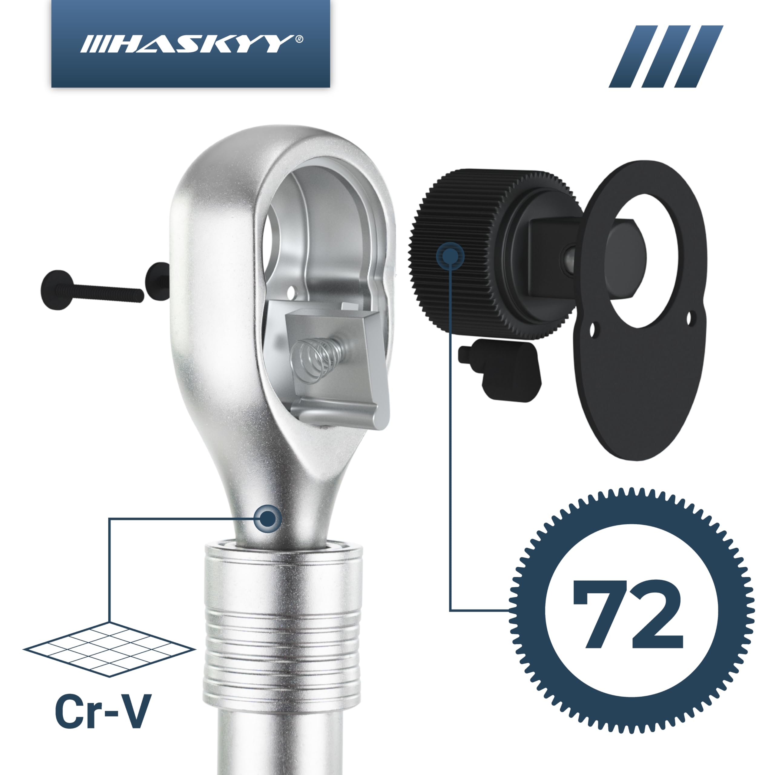 HASKYY Clé à cliquet télescopique 1/2" - Cliquet réversible 61-75 cm - Cliquet à levier long extensible (1/2" 610-750 mm)