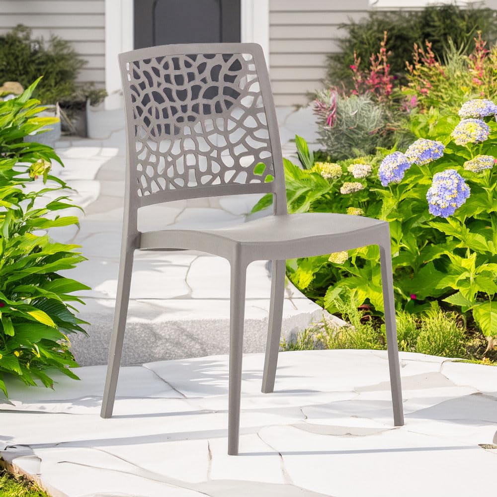 SIEDITI FUORI E DENTRO Sillas de Jardin en Polypropileno Avec Fibre de Verre, Sillas Empilables Diseño Moderno y Natural - Alina (4)