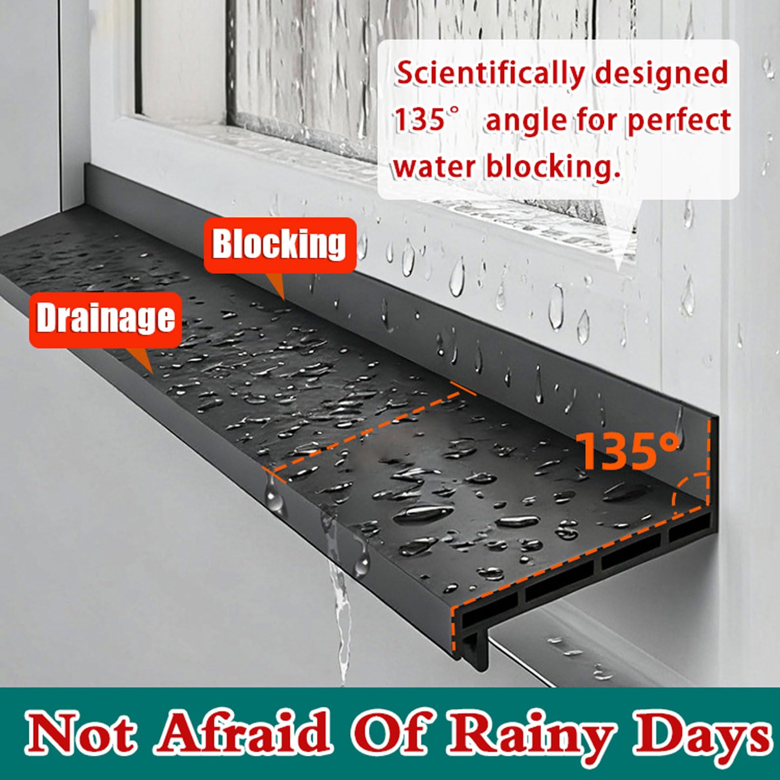 Déflecteur Adhésif en Caoutchouc,Pare-Pluie for fenêtre coulissante résistante aux intempéries,Protection Contre La Pluie pour Porte Et Fenêtre,pour Porte-Fenêtre Coulissante Et Balcon