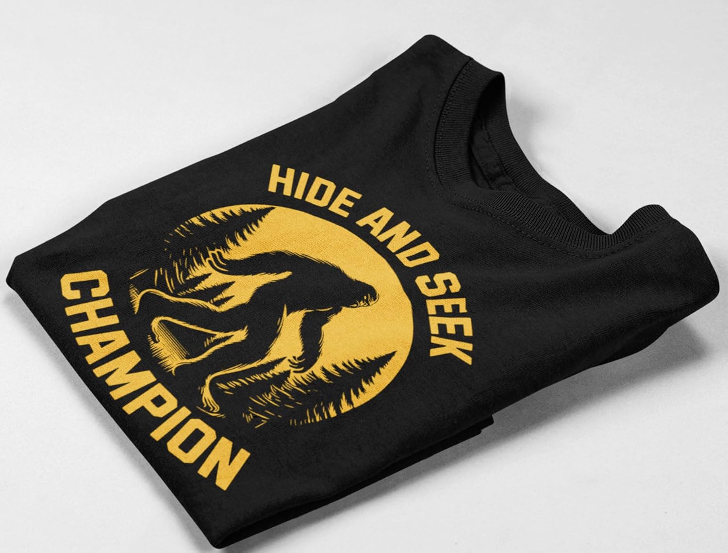 Hide and Seek Champion T-Shirt – Funny Bigfoot Graphic Sarcastic Tee for Men - Image 3