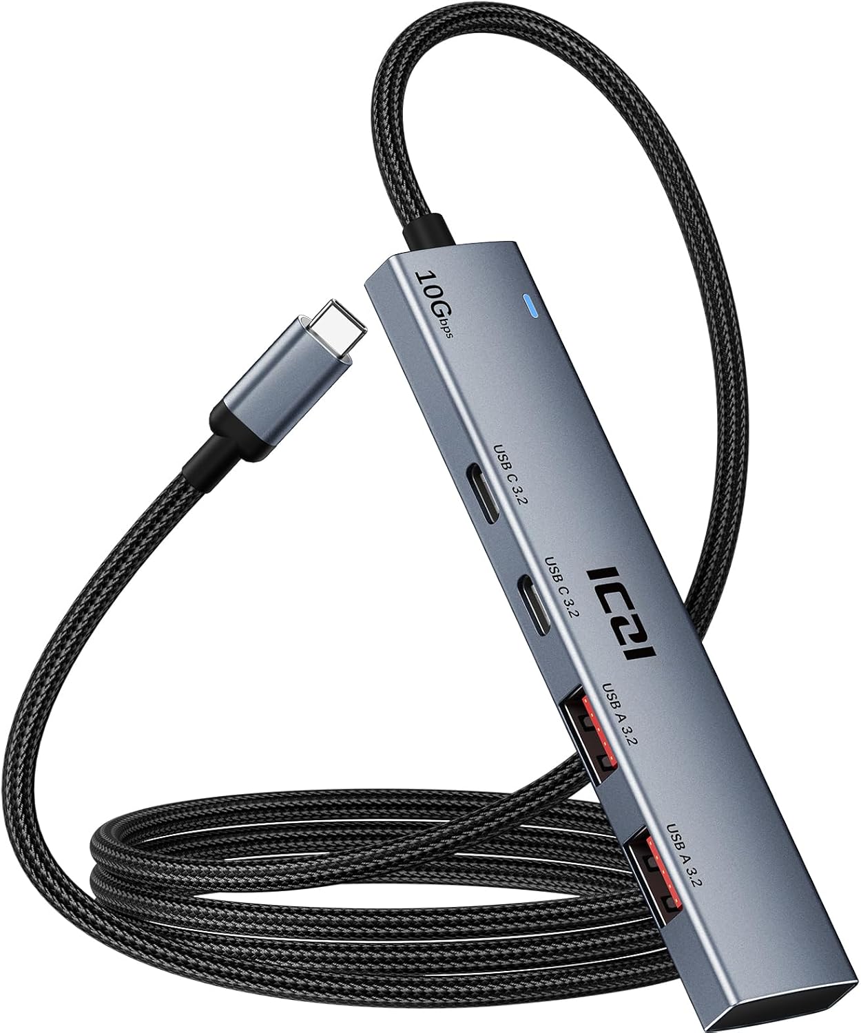 ICZI USB C Hub 10Gbps USBC 3.2 Gen 2 Splitter 4FT Cable with 2*USB-A and 2*USB-C for MacBook Air/Pro, Surface Pro, XPS, Laptop