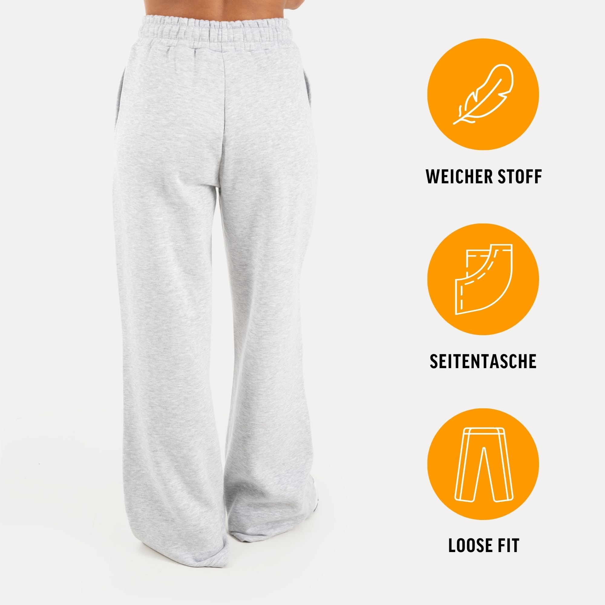 SMILODOX Jogginghose Damen Zadie, Loose Fit Freizeithose mit hohem Baumwollanteil, weiten Hosenbeinen, gestricktem Gewebe, elastischem Bund, weichem Tragegefühl, Sporthose für Alltag, Gym & Freizeit