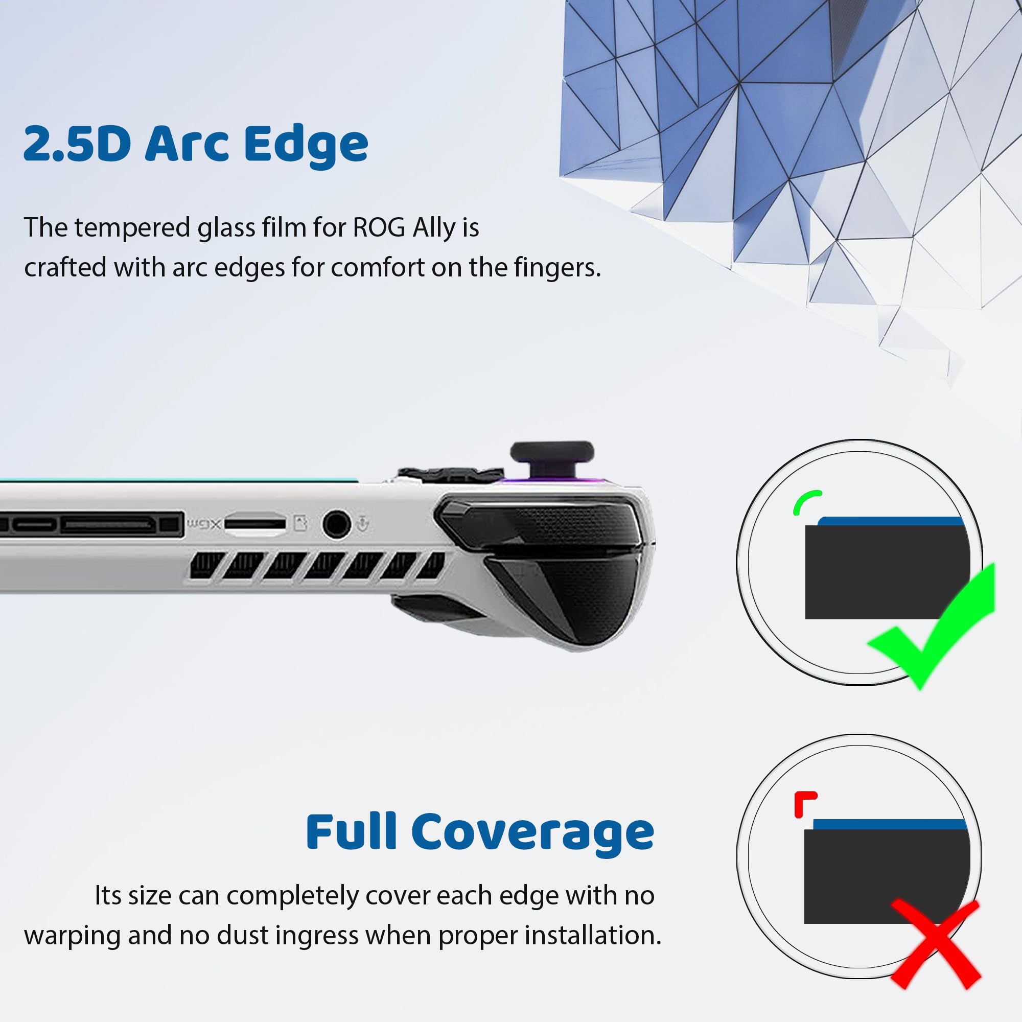 Protection d'écran pour Rog Ally RC71L Protection d'écran en verre trempé pour ASUS ROG Ally Gaming Handheld 9H Hardness Fully Covered Ultra HD Anti-Fingerprint Bubble Free Tempered Glass Film 3 Pack
