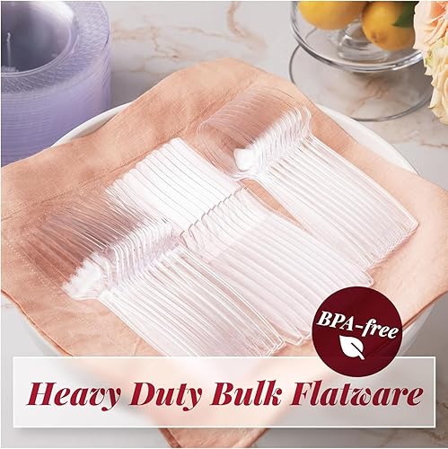 Miniatura 9 de Paquete de 200 tenedores y cucharas transparentes cubiertos de plástico desechables juego de cubiertos utensilios de cocina compostable oficina