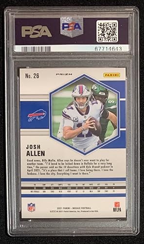 Miniatura 2 de Josh Allen 2021 Panini Mosaic Reactive Blue Football Card #26 Graded PSA 10